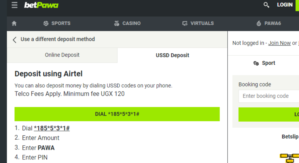 Deposit Methods in BetPawa